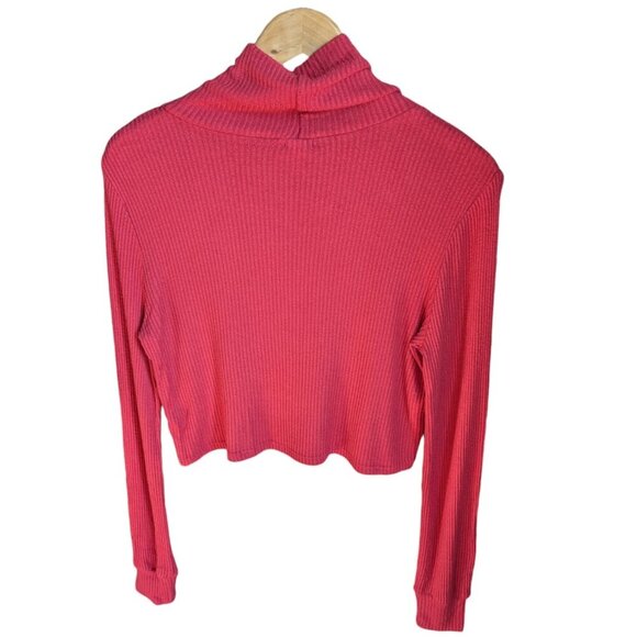 Garage Red Turtleneck Ribbed Short Sweater Women Size Medium - Picture 5 of 12